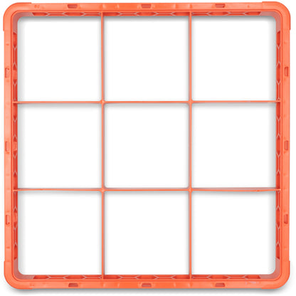 Carlisle RE9C24 Orange 9-Compartment Polypropylene OptiClean Divided Glass Rack Extender 1.78"