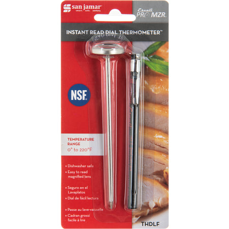 San Jamar THDLF Silver Instant Read Dial Thermometer NSF Listed (Fahrenheit)