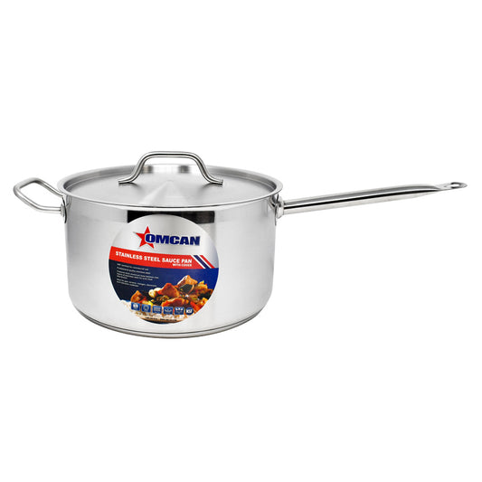 Omcan 80436 10 Qt Stainless Steel Sauce Pan with Cover and Handle