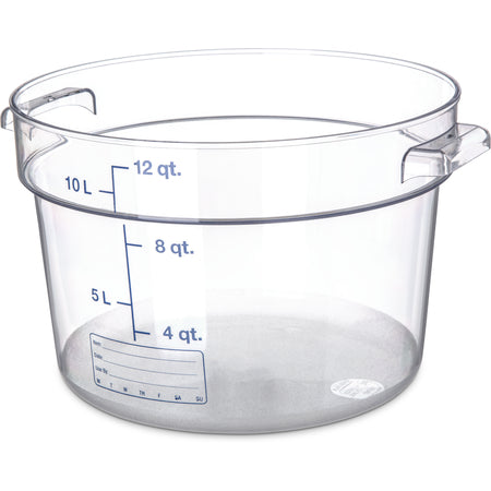 Carlisle 1076707 12 Qt Clear Round Polycarbonate StorPlus Food Storage Container