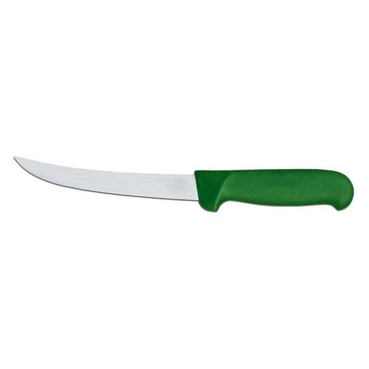 Omcan 23871 6-inch Curved Blade Boning Knife with Green Super Fiber Handle