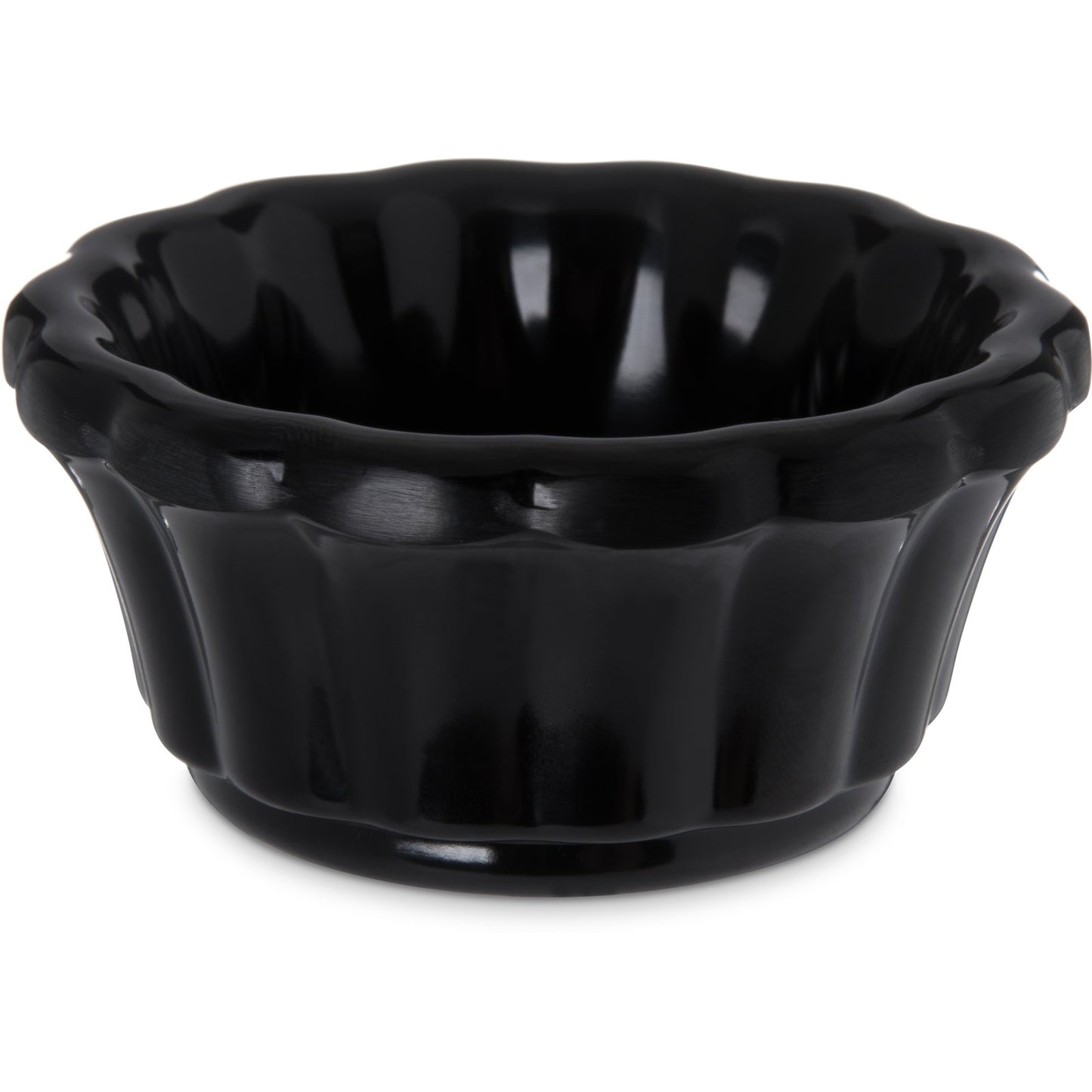 Carlisle 4394203 1 oz Black Melamine Scalloped Ramekin
