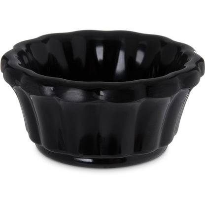 Carlisle 4394203 1 oz Black Melamine Scalloped Ramekin