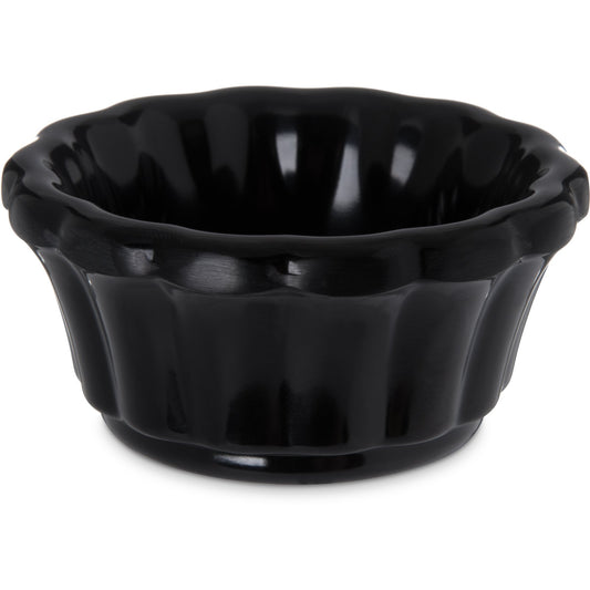 Carlisle 4394203 1 oz Black Melamine Scalloped Ramekin