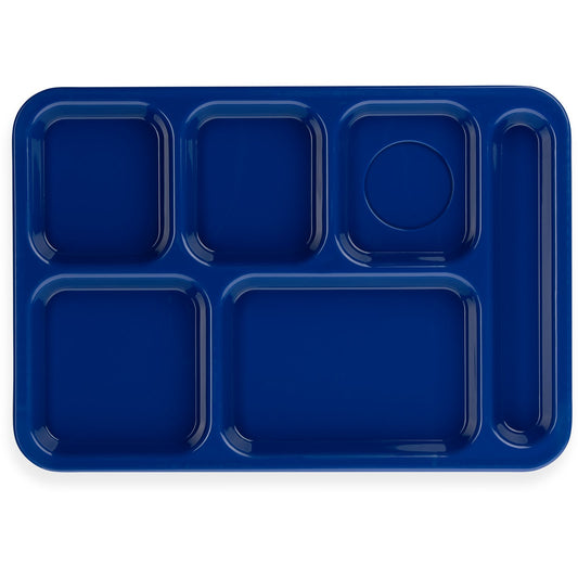 Carlisle P614R14 10" x 14" Blue 6-Compartment Polypropylene Right-Hand Tray