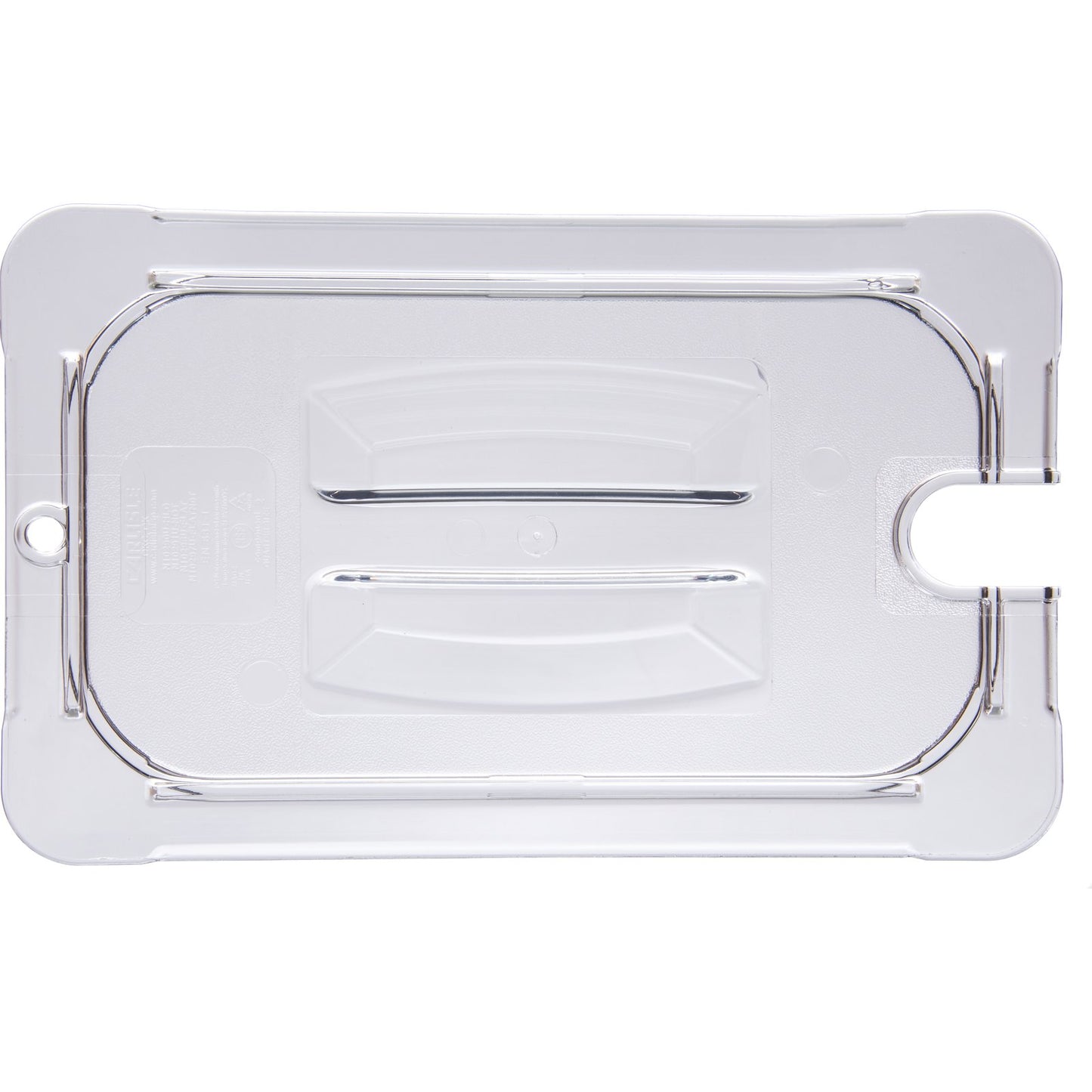 Carlisle 10291U07 1/4 Size Clear Polycarbonate StorPlus Notched Handled Universal Lid