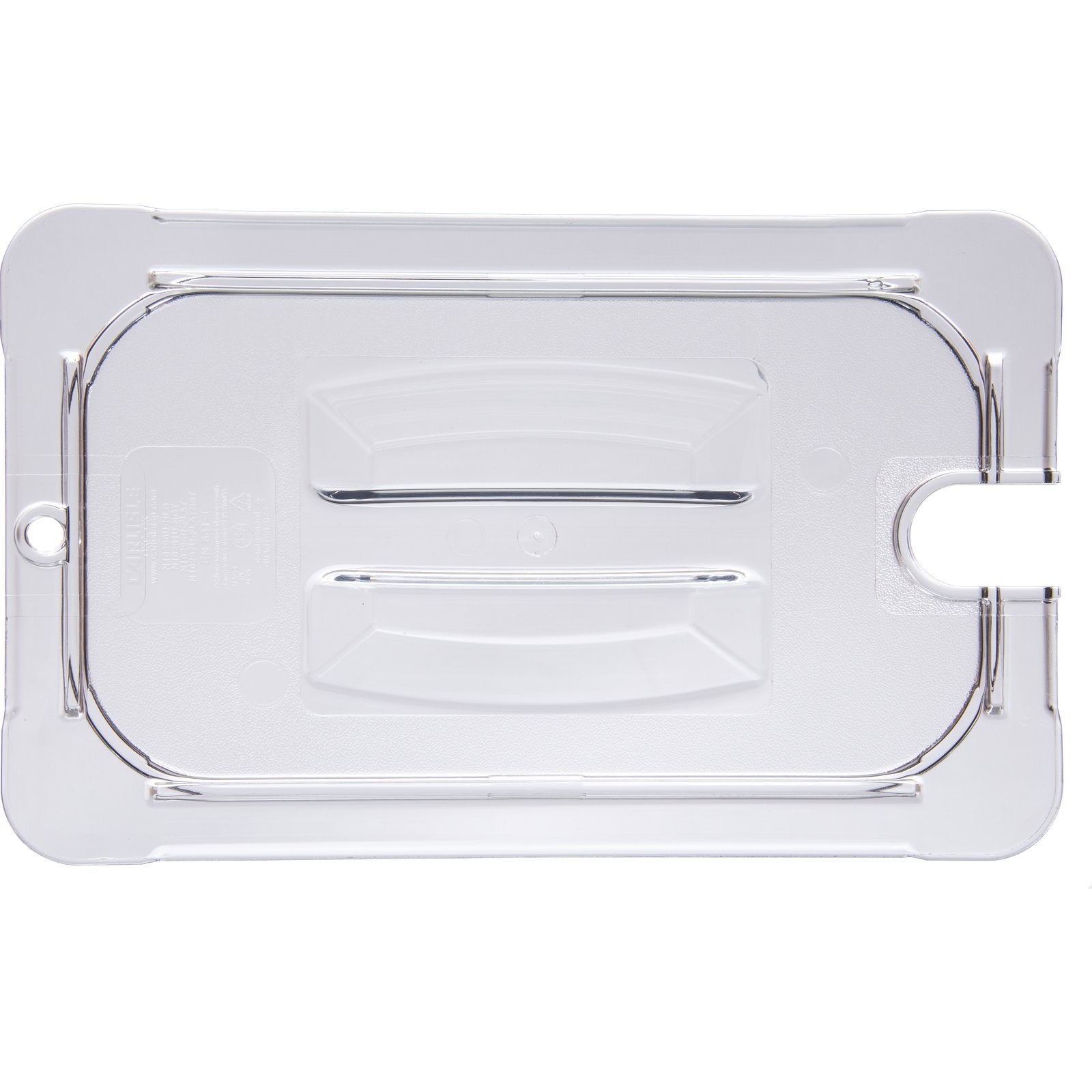 Carlisle 10291U07 1/4 Size Clear Polycarbonate StorPlus Notched Handled Universal Lid