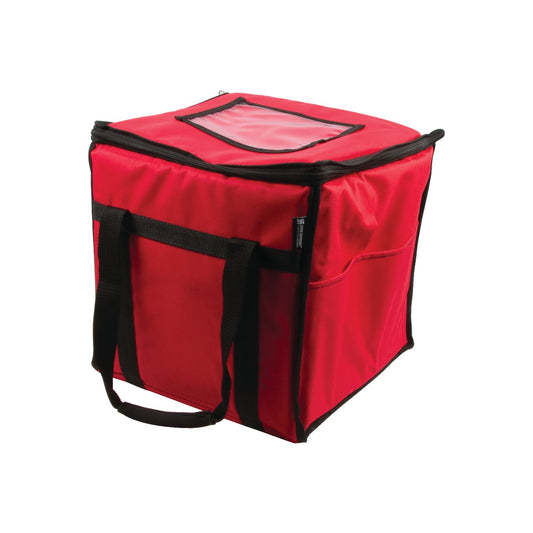 San Jamar FC1212-RD 12" x 12" x 12" Red Nylon Insulated Food Delivery Bag