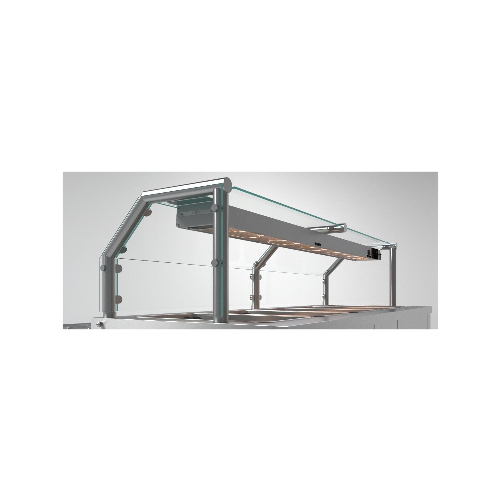 Dinex DXPCPGHL4 4-Well DineXpress Heated Cafeteria Protector Guard with Lights