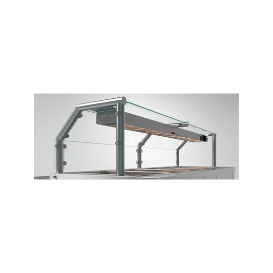 Dinex DXPCPGHL4 4-Well DineXpress Heated Cafeteria Protector Guard with Lights