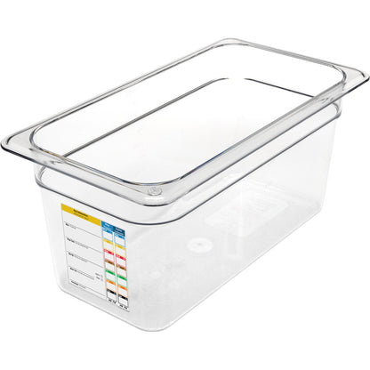 Carlisle 30662IMLUC07 1/3 Size Clear Polycarbonate StorPlus PermaLabel Food Pan with Integrated Label, 6" Deep