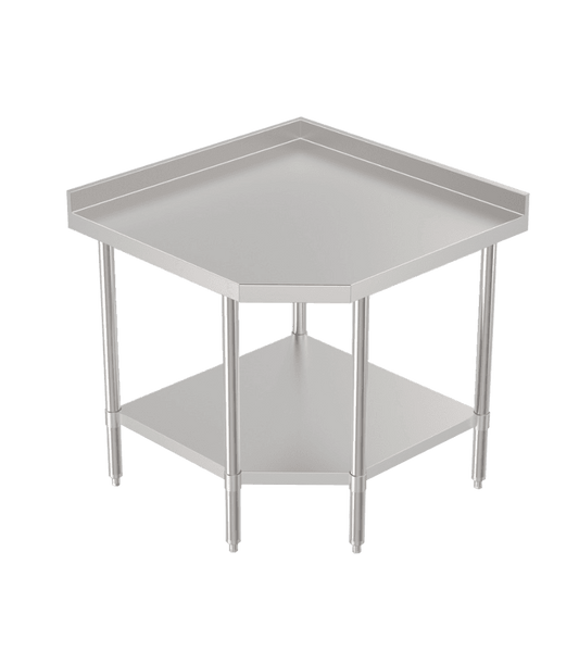 Thorinox TCWT-2424-BKSS 24" x 24" Stainless Steel Corner Table with Backsplash