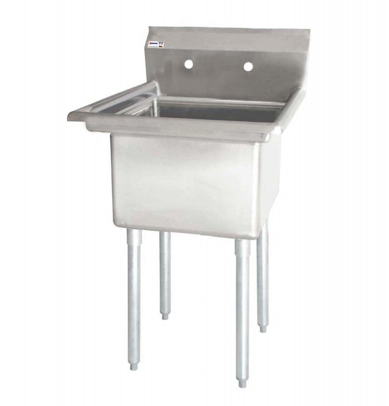 Omcan 22118 24" x 24" x 14" One Tub Sink with 1.8" Corner Drain and No Drain Board
