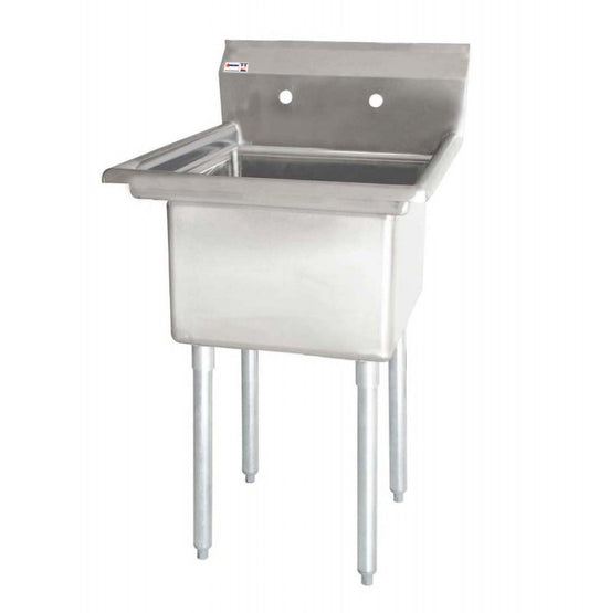 Omcan 22118 24" x 24" x 14" One Tub Sink with 1.8" Corner Drain and No Drain Board