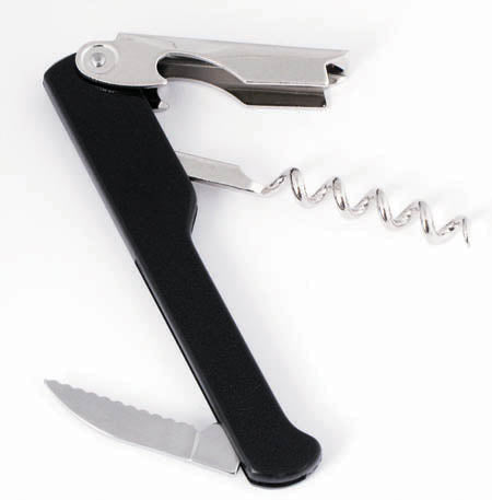 Winco CO-712 Black Stainless Steel Waiter Cork Screw