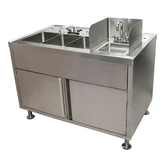 BK Resources FTWS-M-4829L Stainless Steel Mobile Food Truck Wash Station w/ Water Heater and Fresh/Gray Water Tanks