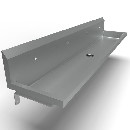 BK Resources MSHSA-96W1 96" 4-Station Stainless Steel Wall-Mount Handwash Sink, Single Hole Splash Mount