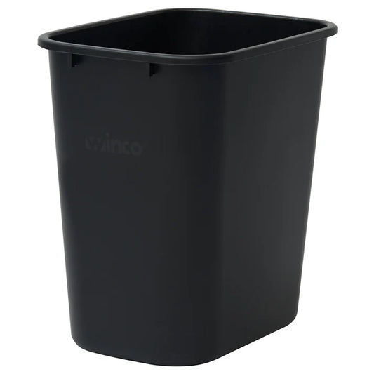 Winco PWR-28K 28 Qt. Black LDPE Wastebasket