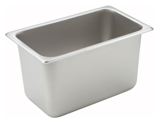 Winco SPQ6 1/4 Size Stainless Steel Straight-sided Steam Pan, 6" Deep