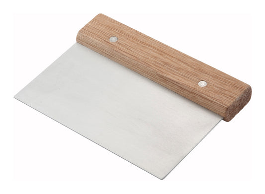 Winco DSC-3 Stainless Steel Dough Scraper, Wooden Handle