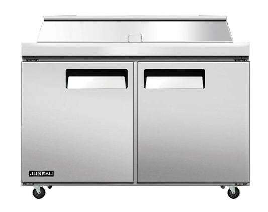 Omcan 58008 8.9 cu.ft. 60" 2-Door Juneau Refrigerated Prep Table