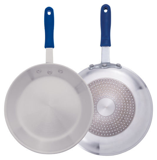 Winco AFPI-12H 12" Natural Finish Aluminum Induction Ready Fry Pan w/ Stainless Steel Bottom