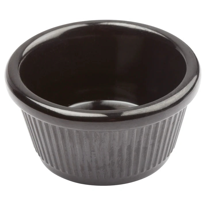 Winco RFM-4K 4 oz. Black Fluted Ramekins