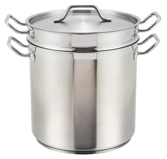 Winco SSDB-20 20 Qt. Double Stainless Steel Boiler w/ Cover