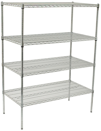 Winco VCS-1848 18" x 48" x 72" Chrome-Plated 4-Tier Wire Shelving Set