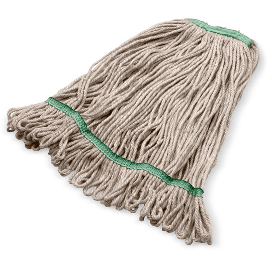 Carlisle 369320M00 Medium Natural Acrylic Fiber Anti-Microbial Looped End Mop Green Band