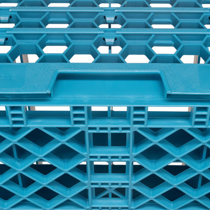 Carlisle RG16-214 Carlisle Blue 16-Compartment Polypropylene OptiClean Divided Glass Rack with 2 Extenders 7.12"