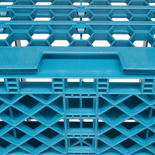 Carlisle RG16-214 Carlisle Blue 16-Compartment Polypropylene OptiClean Divided Glass Rack with 2 Extenders 7.12"