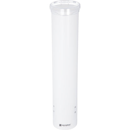 San Jamar C4160WH Small White Pull-Type Water Cup Dispenser with Flip Cap