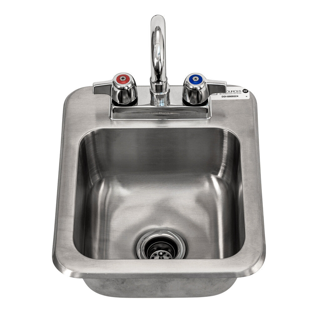 BK Resources DDI-0909524-P-G One Compartment Stainless Steel Drop-In Sink 9L x 9W x 5D Bowls w/ Faucet
