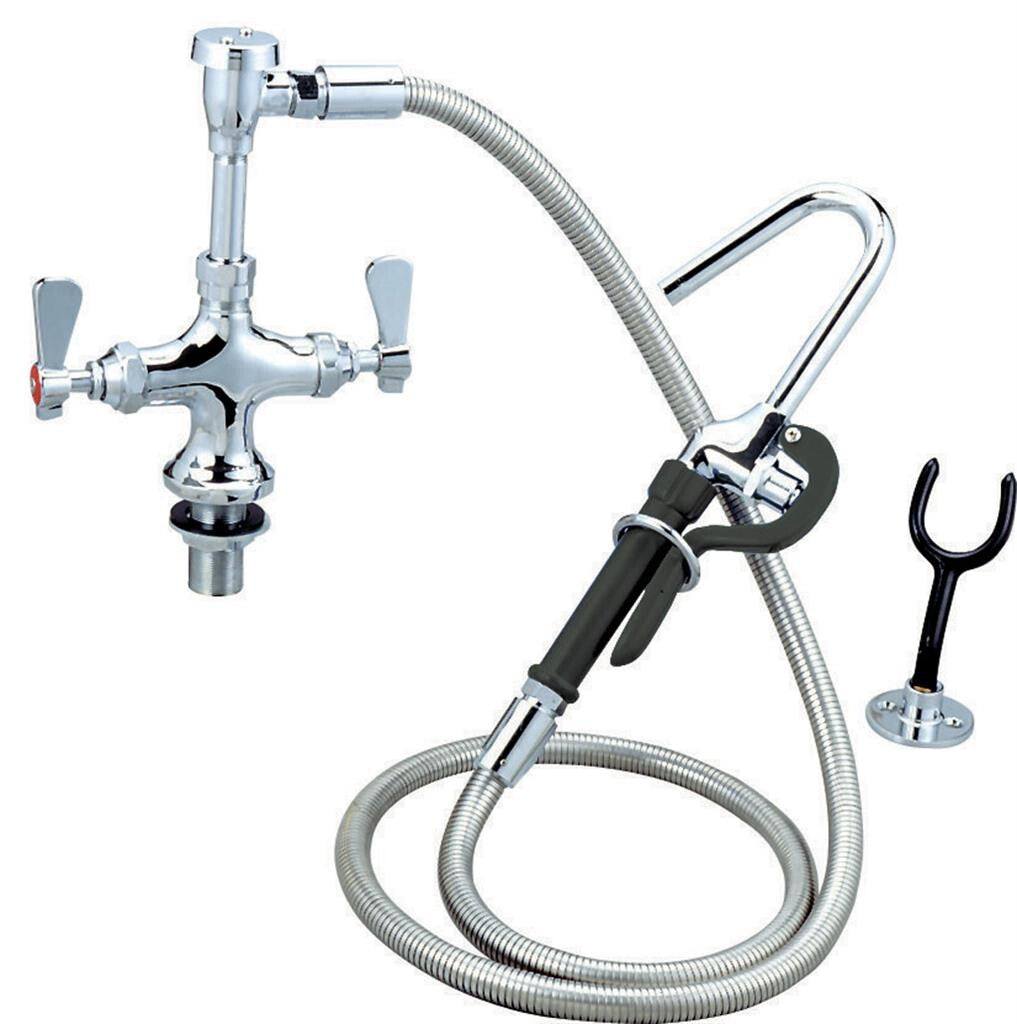 BK Resources BKF-DDMPF-G Optiflow Pot Filler Assembly, Deck Mount, Dual Valve, Braided Hose