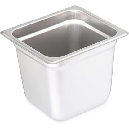 Carlisle 607166 1/6 Size Stainless Steel DuraPanLight Gauge Steam Table Hotel Pan, 6" Deep