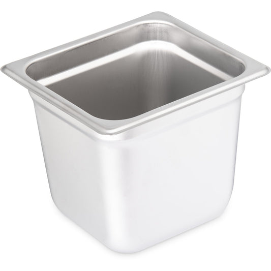 Carlisle 607166 1/6 Size Stainless Steel DuraPanLight Gauge Steam Table Hotel Pan, 6" Deep
