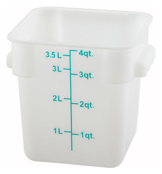 Winco PESC-4 4 Qt. White Polypropylene Storage Container