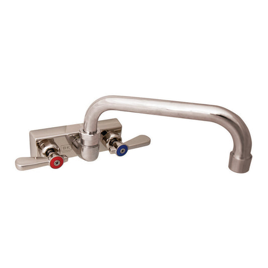 BK Resources EVO-4SM-6 Stainless Steel Evolution 4" Splash Mount Faucet, 6" Swing Spout