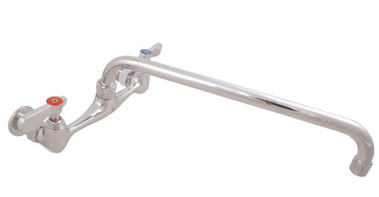 BK Resources BKF-8W-14-G 8" Chrome-Plated Brass O.C. Workforce Splash Mount Faucet W/14" Swing Spout