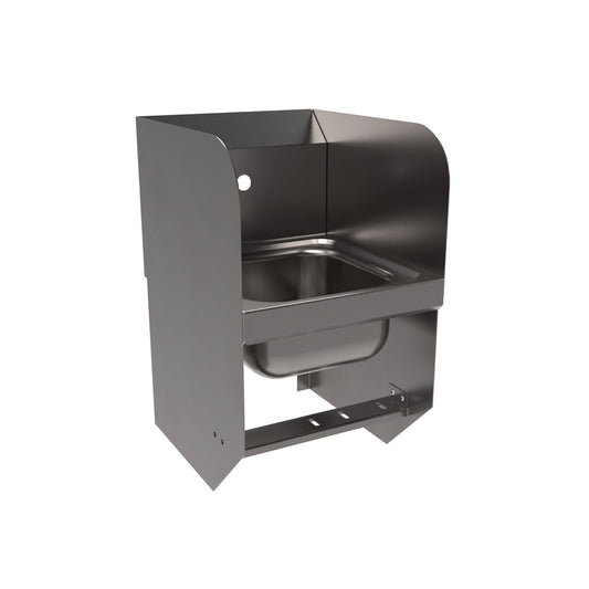 BK Resources BKHS-W-SS-1-SS-BKK Stainless Steel Space Saver Hand Sink w/ Sidesplashes & Knee Valve