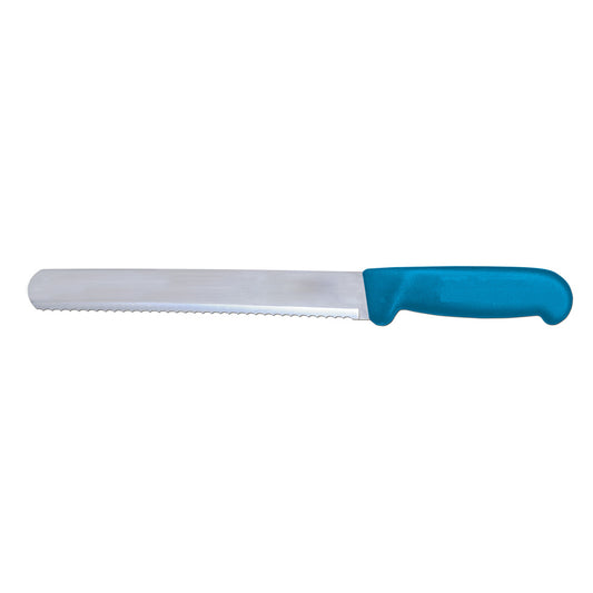 Omcan 12656 10-inch Blue Polypropylene Handle Slicer Straight Wave Edge Knife