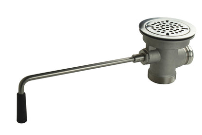 BK Resources EVO-LWR-S Stainless Steel Evolution Rotary Ball Valve Lever Waste Drain w/ Twist Handle & 3-1/2" Sink Opening