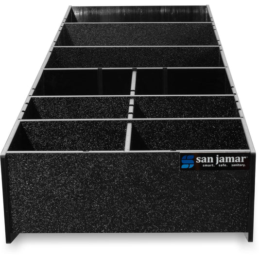 San Jamar L2900 25 3/16" x 8 3/6" Black Coffee Condiment and Straw Organizer