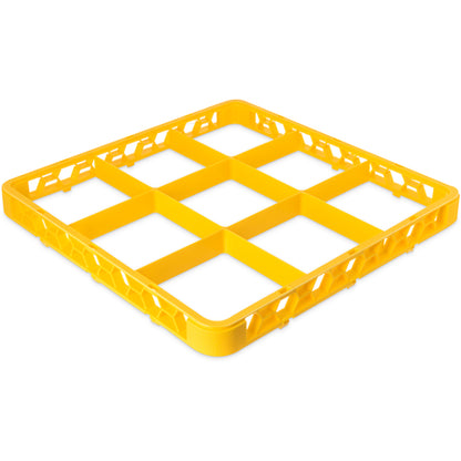 Carlisle RE9C04 Yellow 9-Compartment Polypropylene OptiClean Divided Glass Rack Extender 1.78"