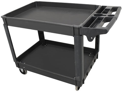 Omcan 47153 46" x 25.6" x 33" Dark Gray Heavy-Duty Utility Cart with Extended Handle