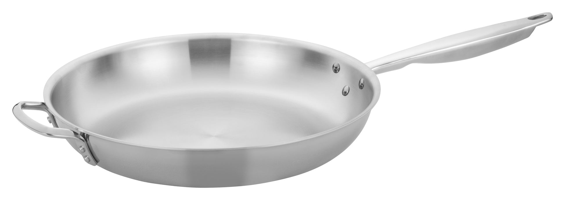 Winco TGFP-14 14" Stainless Steel Triply Fry Pan w/ Helper Handle