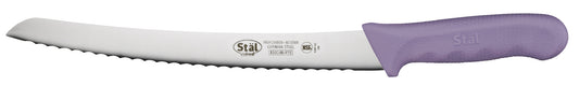Winco KWP-91P 9-1/2" Purple Curved Bread Knife, Allergen Free