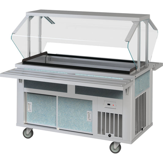 Dinex DXP4CB 60" x 28" x 36" 4-Well Stainless Steel DineXpress Cool Breeze Cold Food Counter