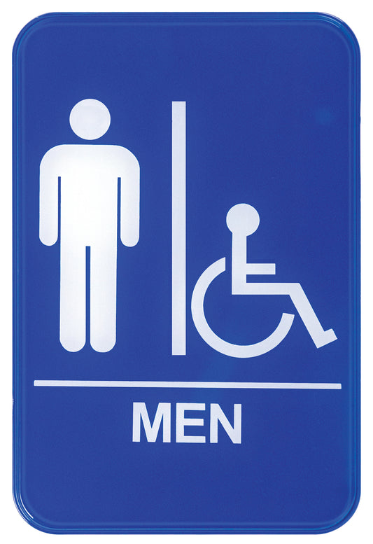 Winco SGN-652B 6" x 9" Blue Information Sign - "Men"